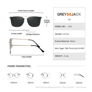 Lunettes de soleil en métal Greyjack, verres polarisés UV400 TAC, monture dorée, unisexe, type 3 - Product Image 3