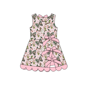 Vestido de Verano para Niña, Modelo GSD4005, Personalizado, Color Rosa Camuflaje, con Estampado de Patos, Sin Mangas, Transpirable, Lavable, Largo hasta la Rodilla, Venta al Por Mayor - Product Image 6