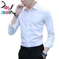 Camisa Formal para Hombre, Estilo Coreano, Manga Larga, Color Sólido, Tendencia Otoñal, para el Trabajo, Elegante, Profesional