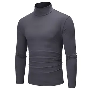 Half High Collar Thermal Underwear Men Mock Neck Basic Plain Pullover Long Sleeve T-shirt For Men
