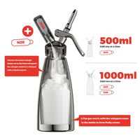 Distributeur de crème fouettée en acier inoxydable, fouet à crème professionnel avec emballage en silicone pour la préparation de desserts