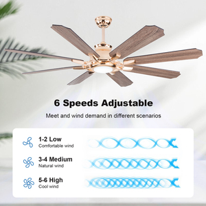 Sang Trọng 72 Inch Quạt Trần Với Ánh Sáng Thời Trung Cổ Phong Cách 3 Màu Sắc Chiếu Sáng Điều Khiển Từ Xa Không Ồn Ào Quạt Trần - Product Image 2