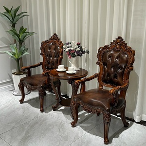 <span class=keywords><strong>Chaise</strong></span> <span class=keywords><strong>de</strong></span> loisirs en cuir <span class=keywords><strong>de</strong></span> vachette <span class=keywords><strong>de</strong></span> première couche <span class=keywords><strong>de</strong></span> style européen accoudoirs sculptés en bois massif petite table pour <span class=keywords><strong>salon</strong></span> étude salle à manger <span class=keywords><strong>chaise</strong></span> <span class=keywords><strong>de</strong></span> maison - Product Image 2