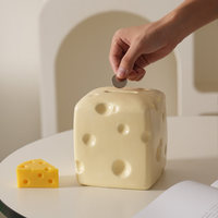 Tirelire en céramique en forme de fromage, boîte à monnaie, tirelire décorative pour la maison, ornement pour enfants, sans possibilité de retirer de monnaie, vente en gros