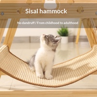 Arbre à chat en bois massif avec griffoir en sisal et lit intégré recouvert de sisal, durable, anti-chute de fibres, pour chat