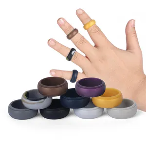 New Men Silicone Rings Size 7-14 Hypoallergenic Flexible Women Wedding Rubber Bands 8mm Silicone Finger Ring