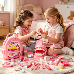 Mochila Médica de Juguete de Plástico para Niños, Caja de Almacenamiento, Set de <span class=keywords><strong>Juguetes</strong></span> de Doctor para Niñas de 3 Años o Más, Estetoscopio Realista de Enfermera - Product Image 3