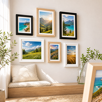 Galeri dan Pajangan Bingkai Foto HuaJia Multi-ukuran Bingkai Foto Kayu Kustom Dekorasi Dinding Modern Minimalis Set Cocok untuk Rumah