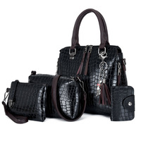 Tas Selempang Wanita Mifaktory Fashion Leopard Set Empat Bagian Bahan Kulit Imitasi Bermotif Resleting Tahan Air Berkualitas Tinggi Kapasitas Besar