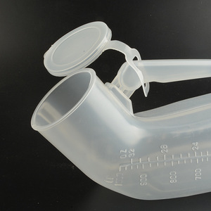 Urinoir en plastique avec couvercle et graduations, pour hommes, femmes et personnes âgées, type debout, forme ovale - Product Image 1