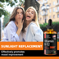OEM Vitamine B12 Gouttes Liquide Sublinguales 5000mcg Suppléments de Méthyle et Méthylcobalamine pour Femmes et Hommes, Booster d'Humeur et d'Énergie