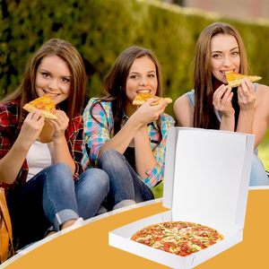 Scatole per Pizza Sottili - 10x10x1,9 Pollici, Scatole Monouso per Pizza Piccola, Scatole Bianche per Biscotti, Torte, Regalini per Feste e Artigianato - Product Image 6