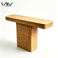 Table console de luxe pour salon de villa de style mid-century, table décorative en placage de bois de ronce pour couloir d'hôtel, mobilier de hall d'entrée
