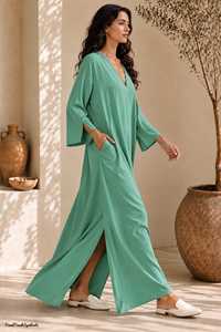Eco-Friendly Solid Lavender Blue Casual Kaftan Pregnancy Maternity Maxi <b>Dress</b> Comfortable Lounge Sleepwear Plus <b>Spring</b> Summer - Product Image 6