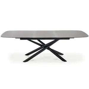 Mobiliário de sala de jantar italiana, vidro/cerâmica extensível pernas pretas mesa de jantar