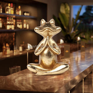 Creativo Golden Yoga Rana Ornamento vestíbulo sala de estar hogar meditación vino gabinete Decoración - Product Image 5