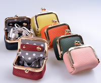 Mini sac à lèvres exquis pour femmes, porte-monnaie en cuir avec fermoir métallique, boîte à bijoux carrée pour collier et bague