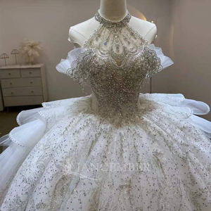 Robe de mariée de luxe à épaules dénudées avec corsage perlé et appliqués, robes de mariée pour femme Lsjj94 - Product Image 3