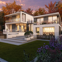 Casa Modular de Construcción Rápida Totalmente Amueblada, Casa Moderna Prefabricada de Cemento y Concreto Precolado para Villa
