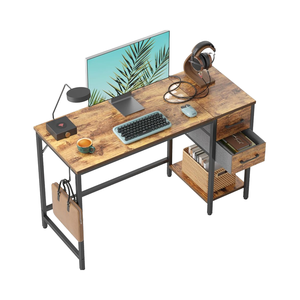 Uchance Computerbureau Met <span class=keywords><strong>2</strong></span> Opbergladen, Rustieke Bruine Schrijftafel Voor Klein Thuiskantoor Of Studeerkamer - Product Image 1