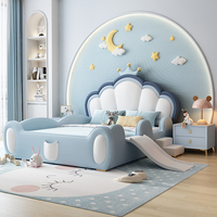 Lit simple rembourré coloré pour enfants, très vendu, cadre en bois massif, 3 tiroirs de rangement, lit double doux pour garçons, filles