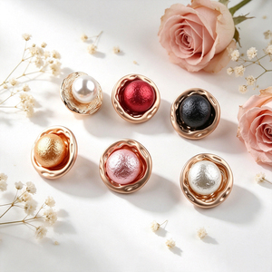 Vintage Wavy Frame Pearl Embellished Metal <b>Buttons</b> Assorted Colors Shank Fastener <b>Buttons</b> For Dress Blazer Clothing Accessories - Product Image 4