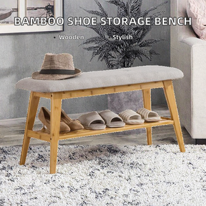 Meuble à chaussures moderne en bois pour entrée avec panneau décoratif, banc de rangement pour salon, mobilier de maison - Product Image 2