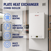 Chaudière murale combinée gaz 24 kW avec échangeur de chaleur à plaques et priorité eau chaude pour usage domestique