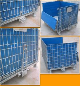 Estante de almacenamiento de acero para ahorrar espacio Mracking, venta al por mayor de fábrica, contenedor de <span class=keywords><strong>Metal</strong></span>, jaula de alambre portátil plegable con rueda - Product Image 6