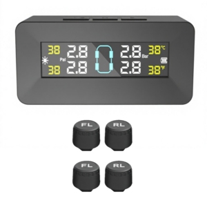 Sistema de Monitoreo de Presión de Neumáticos (TPMS) para Automóvil con Carga Solar Inalámbrica, 4 Sensores Externos, Resistente al Agua IPX7, Alerta de Temperatura en Tiempo Real - Product Image 1