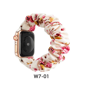 Apple Watch用38/42mm 40/44mm弾性ファブリックバンドブレスレット女性人気フラワープリントシュシュウォッチストラップ - Product Image 3