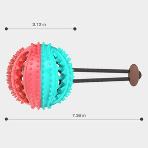 Produsen Grosir Mainan Bola Pemberi Makan Anjing Bulat Karet Bersuara dengan Tali - Product Image 2