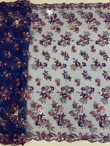 Vải Ren Thêu Hoa 3d Thời Trang Mới Nhất Đính Ren Đính Kim Sa Nhiều Màu Cho Váy - Product Image 3