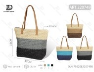 Borsa in Paglia da Donna, Tote Casual a Righe con Due Manici, Apertura Superiore, Capacità 3L - Product Image 1