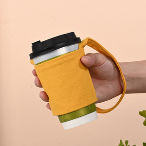 Manchon de tasse en toile Seres avec poignée pour café, thé, boissons, portable, écologique, isolant, design personnalisable - Product Image 3