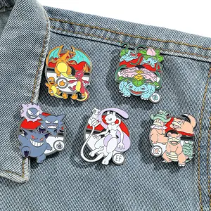 Popular Cheap Anime Lapel Pin Stock Fashion Cartoon Character Pokemoon Soft Enamel Pins