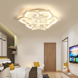 โคมไฟเพดานดีไซน์ทันสมัยรูปดอกบัวคริสตัล LED สำหรับห้องนอน - Product Image 5