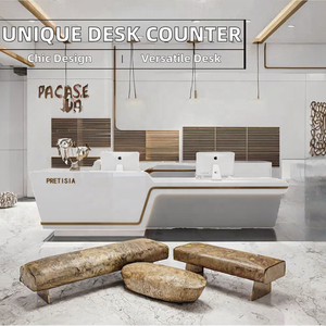 Comptoir de réception en bois moderne, comptoir de caisse pour salons de beauté, hôtels, bureaux, cliniques, magasins de détail, mobilier commercial - Product Image 3