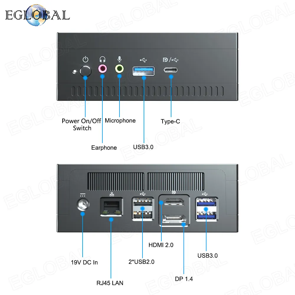 Eglobal A1 New hotsales AMD Mini PC R3 2200 R5 2500 3550H R7 2700U Ryzen5 3750h Vega Graphic M.2 NVMe+2.5''SATA Gaming Computer