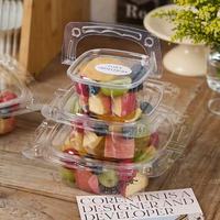 Conteneur alimentaire en plastique PET transparent carré jetable pour salades, desserts, gâteaux, camping, pique-nique