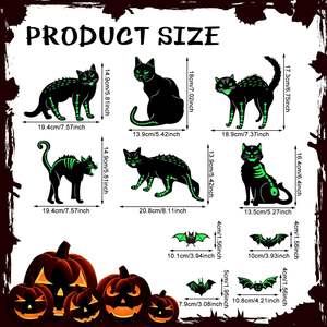 Autocollant souple en PVC fluorescent qui brille dans le noir, motif chat et chauve-souris d'Halloween, pour réfrigérateurs, portes de garage et fenêtres, produit populaire transfrontalier - Product Image 3