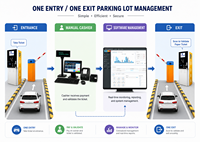 Dispensador de Boletos de Estacionamiento con Red LAN/Nube, Resistente al Agua IP66, Terminal de Validación de Salida con Tarjeta QR/IC Anti-Embestidares