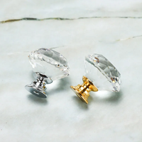 Poignées de commodes et de tiroirs modernes de luxe en diamant, 30 mm, en verre cristal K9 transparent de haute qualité pour armoires de cuisine et de salle à manger
