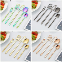 Ensemble de couverts à dessert modernes et minimalistes en acier inoxydable 304 brillant, cinq pièces créatives à suspendre au mur : tasse, cuillère, couteau à gâteau, fourchette