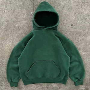 Sweats à capuche unis de haute qualité sans ficelle Boxy sweat à capuche court hommes personnalisé vierge coton lourd surdimensionné pull à capuche - Product Image 2