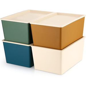 High Quality Rectangle Large Capacity PP <b>Plastic</b> Storage <b>Boxes</b> with Lids & Wheels for Closet Clothes & Toys Organization - Product Image 1