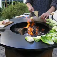 Barbecue de jardin à bois en acier Corten, revêtement noir en poudre, foyer extérieur