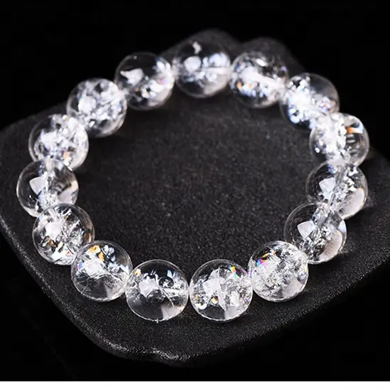 Wholesale Clear Rock Crystal Quartz Beads 17ミリメートルStretchable Rainbow Clear Quartz Bracelet