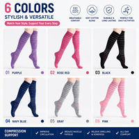 Chaussettes de compression montantes respirantes en nylon/élasthanne tricoté 168N, 20-30 mmHg, avec grip antidérapant et soutien de la voûte plantaire pour la course et les voyages