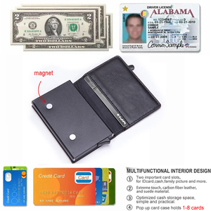 Ví đựng thẻ tín dụng bằng kim loại nhôm chống trộm, chống RFID, nhỏ gọn, chất liệu da PU, kiểu dáng cổ điển, có ngăn bật lên - Product Image 6